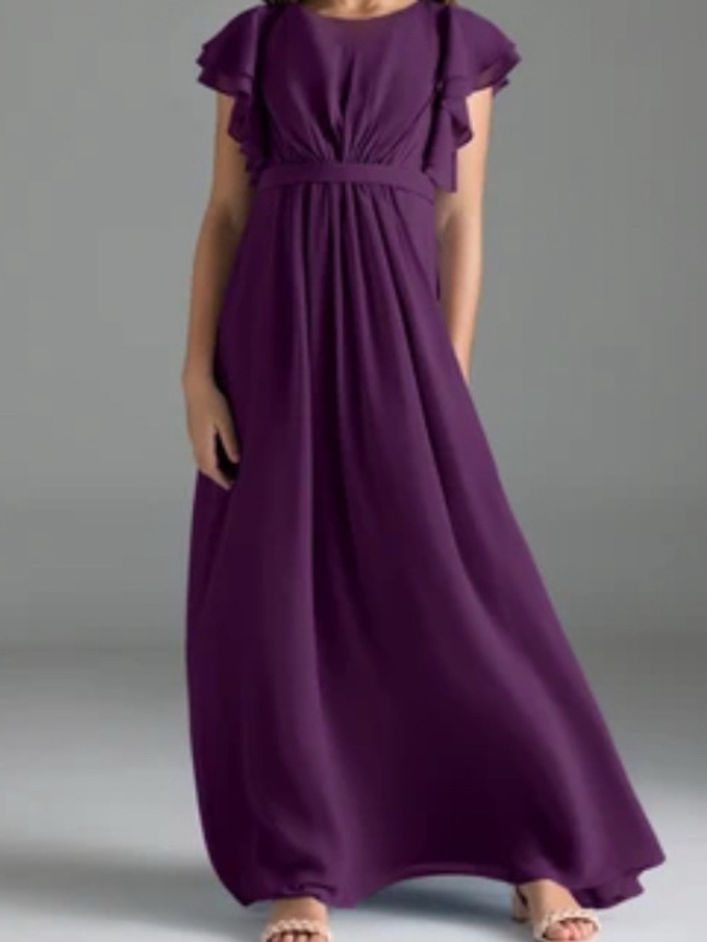 Elegant Azazie Dress in Grape with Flutter Sleeves•NWT!